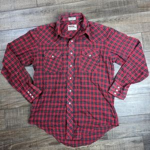 Vintage 1980's Michael Barry Western Collection Plaid Rockabilly Shirt